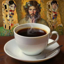 highly detailed oil painting of a cup of coffee, very intricate, cinematic lighting, award - winning, the good spirit of god, by roberto ferri, by artgerm, tom bagshaw, by j. c. leyendecker and klimt, beautiful cinematic light, american romanticism, by austin osman spare, artstation, cgsociety, official art, octane