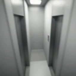chasm surrounded by elevator shafts, blurry, minimalist, unreal engine