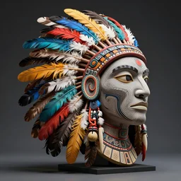 a sculpture of an intricate totem made of colorful feathers with a beautiful face emerging, intricate line work, visionary artist, shamanic art, concept art, award winning sculpture, ambient occlusion, digital art,