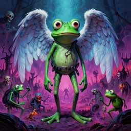 high resolution 4 k oleg vdovenko horror made in abyss design bizarre design body a field of cool colors shading pepe the frog paradise, eradication, pogrom, at war, the angel of death art in the style of and oleg vdovenko and akihito tsukushi