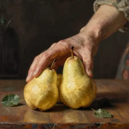 vintage beautiful painting of mother's touch pear