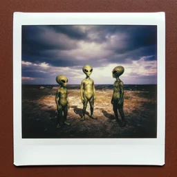old polaroid photo of first contact with the bob ross aliens