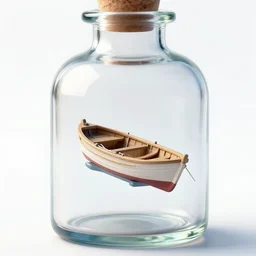 tiny boat inside a glass bottle fantasy illustration, sharp focus, smooth, crisp, detailed, hd, trending on artstation