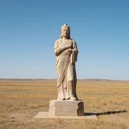 statue in a vast empty wilderness