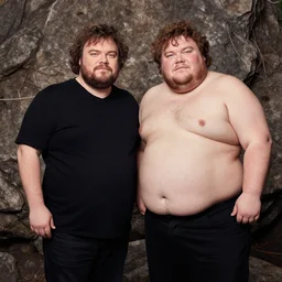 jack black and the rock as a single portly buff man