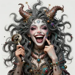 a ( girl as personification of madness ), digital art by krenz cushart, laurie greasly, wlop, artgerm, intricate, ( highly detailed figure ), sharp focus, smooth, epic composition, joyful, crazy, unreal engine