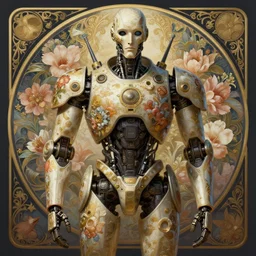 symmetry!! portrait of a military robot, floral!!, horizon zero dawn style, intricate, elegant, highly detailed, digital painting, artstation, concept art, smooth, sharp focus, illustration, art by artgerm and greg rutkowski and alphonse mucha, 8 k