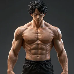 luffy as a gigachad, realistic concept art, muscular, full body, smooth, beatiful, detailed