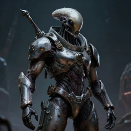 portrait of insectoid combat pilot cosmic horror darkscifi hypermaximalist ultradetailed artwork by binx.ly realistic render