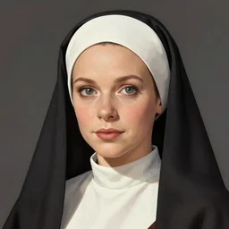 A portrait of kelly ripa wearing a nuns habit, extra detailed, digital illustration, by Makoto Shinkai and thomas kinkade, digital painting, Matte painting, trending on artstation and unreal engine