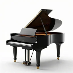 futuristic grand piano, photorealistic, isolated on a pure white background, centered, entire object in frame, sharp focus, soft studio lighting