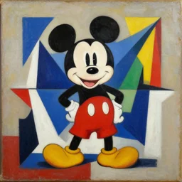 mickey mouse by kazimir malevitch symmetrical geometrical oil on board