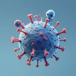isometric scientifically accurate microscopic robotic virus attacking organic biological cell by tyler edlin, atomic age maximalist, art nouveau, global illumination, 3 d concept render, well proportioned, highly detailed