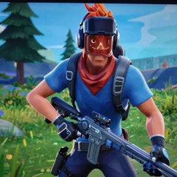 close up screenshot of jerma985 in fortnite, gaming, detailed, 4k
