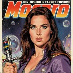 Gal Gadot as badass space wizard in retro science fiction cover by Moebius, vintage 1960 print, detailed, trending on artstation, photo accurate face