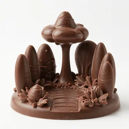 chocolate sculpture of a garden by amaury guichon, food coloring, food photography, centered, well - lit