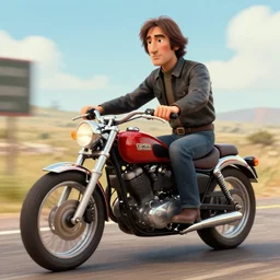 john lennon riding a motorcycle in the movie born to be wild, cinematic sureal 3d 8k