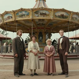 sharp, highly detailed, 43456k film, 171800mm film still from a sci fi blockbuster color movie made in 2019, set in 1860, of a family standing in a park, next to some strange alien plants and flowers, on an alien planet, the family are all wearing 1860s era clothes, good lighting, ultra high definition, ultra enhanced faces, in focus, 35mm macro lens