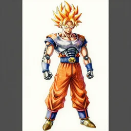 a watercolor painting full body character portrait of a cyborg super saiyan martial artist in the style of moebius in the style of cyberpunk trending on artstation deviantart pinterest detailed realistic hd 8 k high resolution