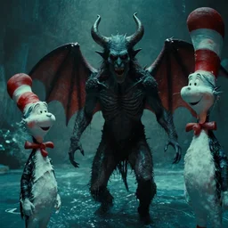 the demon, water caustics, film still from the movie directed by denis villeneuve and david cronenberg with art direction by h. r. giger and dr. seuss