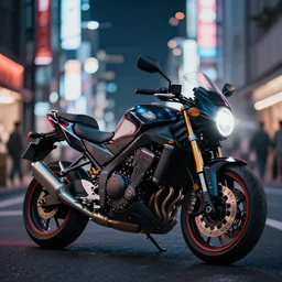 uncropped photo of Akira bike :: ultra realistic render of Akira motorbike in the streets of Tokyo at night, octane render, cyberpunk, 8K, depth of field, bokeh, Akira moto, Akira , ultra detailed, photorealistic