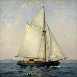 van Rysselberghe painting of a single mast sailboat