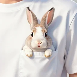 digital illustraton of a bunny rabbit inside a pocket of a shirt