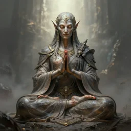 argonian!!! bodhisattva, praying meditating, by h. r. giger, epic fantasy concept art, octane render, artstation trending