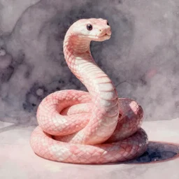 a glitch watercolor painting of a pastel pink marble sculpture of solid snake,  in the style of james jean feint