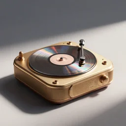 octane render of a steampunk compact disc player