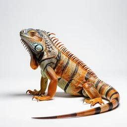 colorful iguana, professional studio photo, full body, isolated on a pure white background, centered, entire subject in frame, sharp focus, soft studio lighting