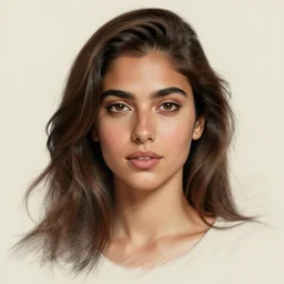 a well designed portrait of Mia Khalifa, detailed, realistic, sketch style, Artstation,Greg Rutkowski, 8K resolution.
