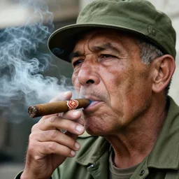 close up photograph of shellshocked vietnam veteran smoking cigar width 1 0 2 4