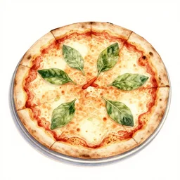 italian pizza, by kseniia yeromenko, watercolor, illustration