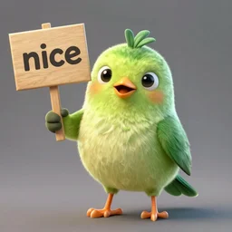 kiwi bird with a sign that says nice, high quality, artstation