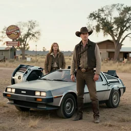 a western movie once upon a time in the west with a delorean