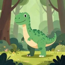 an illustration of a dinosaur y 5 8 kot in the woods, trending on artstation, central composition, very cartoon, shape focus, high detailed, by anton fadeev g 5 7 k 9 6