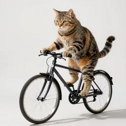 cat using bicycle, photo realistic, realistic lighting, realistic shadows, 4 k, riding a bike, cat riding a bicycle