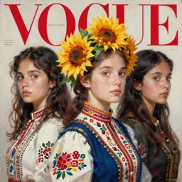 beautiful young, anima jewish, polish, and latina, vogue magazine, elle magazine, greg rutkowski, john singer sargent, trending on artstation, anime, oil painting, 3 / 4 pose, sunflower tiara, looking right, intricate