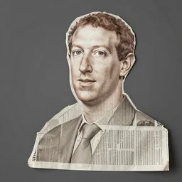 mark zuckerberg made out of newspapers