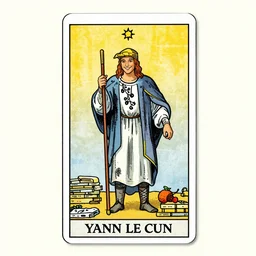 Yann LeCun smiling on the Rider–Waite tarot. Illustration by preraphaelists.