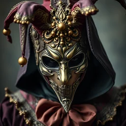 photo beautiful jester assassin in an ornate venetian mask, highly detailed, 8 k, hdr, smooth, sharp focus, high resolution, award - winning photo