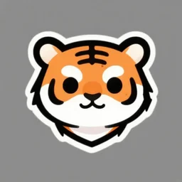 tiger logo, cute, cartoon, simply, angular, black, orange, white