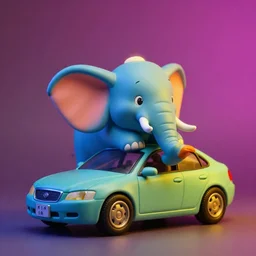 elephant as car, action figure, sofubi, studio lighting, colored gels, colored background, xf iq 4, 1 5 0 mp, 5 0 mm, f 1. 4, iso 2 0 0, 1 / 1 6, ( by kim jung gi ) ( by george morikawa ) ( by kentaro miura ) ( by eiichiro oda )