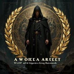 Front portrait of hooded mage, full body, fine art, awesome fantasy book cover on Pinterest, award winning, dark fantasy landscape, fantasy magic, intricate, elegant, sharp focus, cinematic lighting, highly detailed, digital painting, concept art, art by WLOP and Artgerm and Greg Rutkowski, masterpiece, trending on artstation, 8K