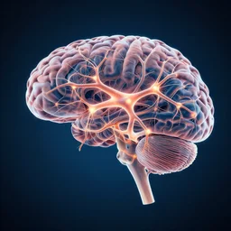 connections of neurons inside the brain, concept art