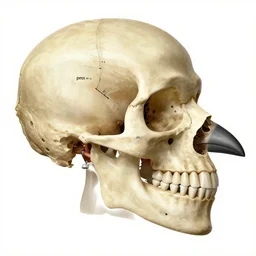 the typical cranial anatomy of a bird. pmx = premaxilla, m = maxilla, d = dentary, v = vomer, pal = palatine, pt = pterygoid, lc = lacrimaldetails the typical cranial anatomy of a bird. pmx = premaxilla, m = maxilla, d = dentary, v = vomer,