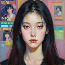 hyperrealism oil painting, portrait fashion model, sad eyes, in style of classicism mixed with 8 0 s sci - fi japanese books art