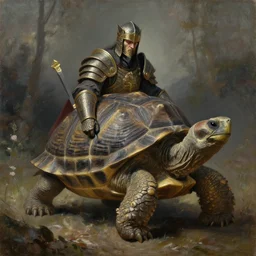 an oil painting of a tortoise paladin