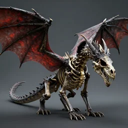 Skeleton dragon with winga, Octane renderer, 8k, Eerie,Haunting, Realistic